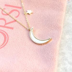 New ORSI Silver Luna Moon and Star Necklace Gold Plated